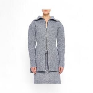 TIBI Tech Poly Sculpted Zip-Up Sweater Jacket Size Large